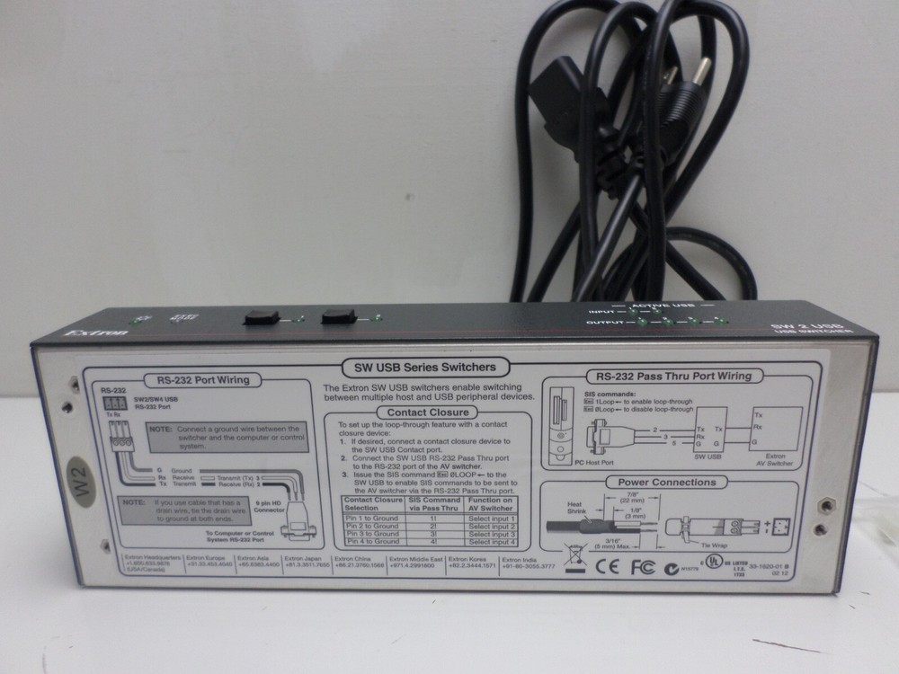 Extron SW2 USB Two Input USB Switcher 60-952-02
