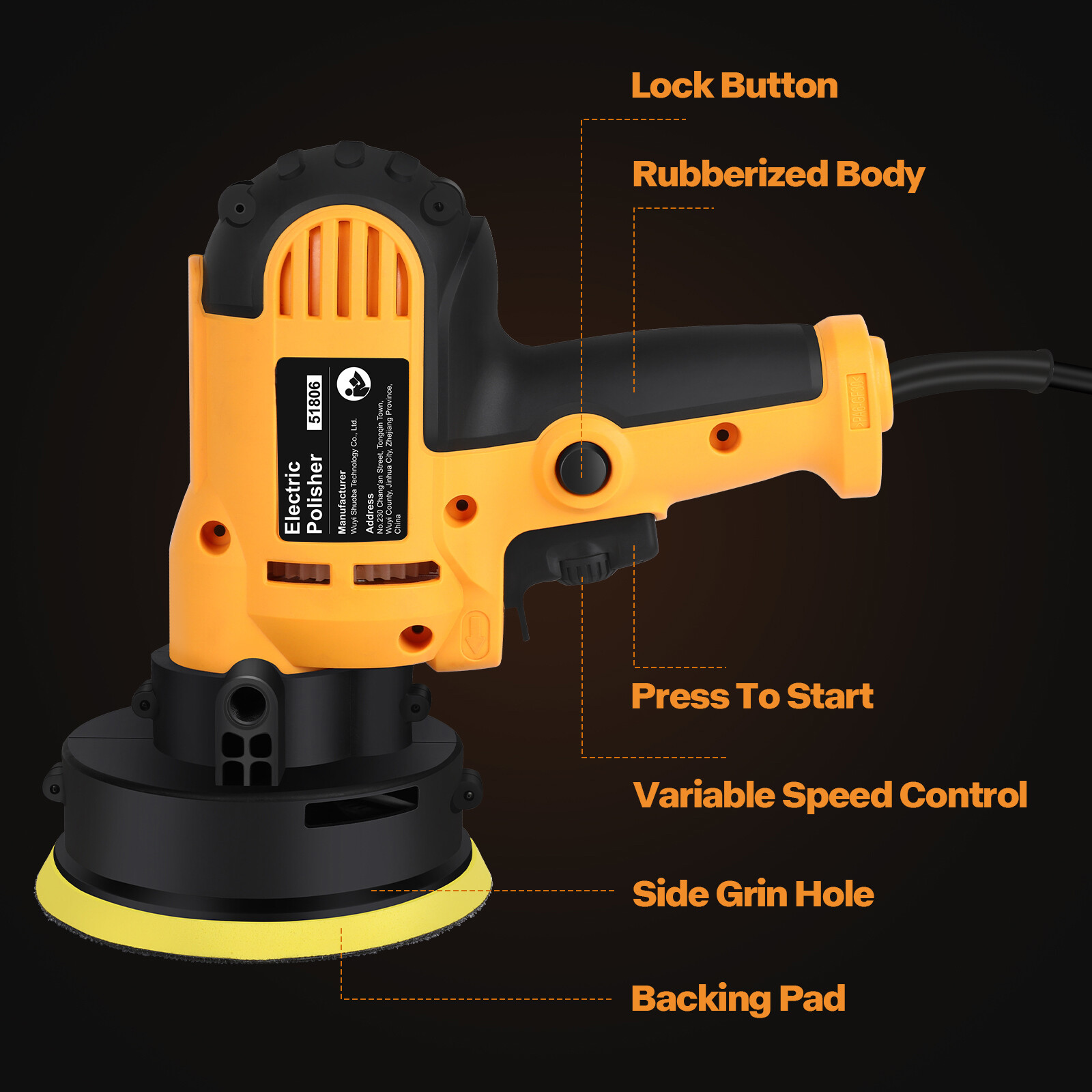 800W Car Polisher Buffer Sander Polishing Machine Kit Waxing with 5" Pad Bonnet