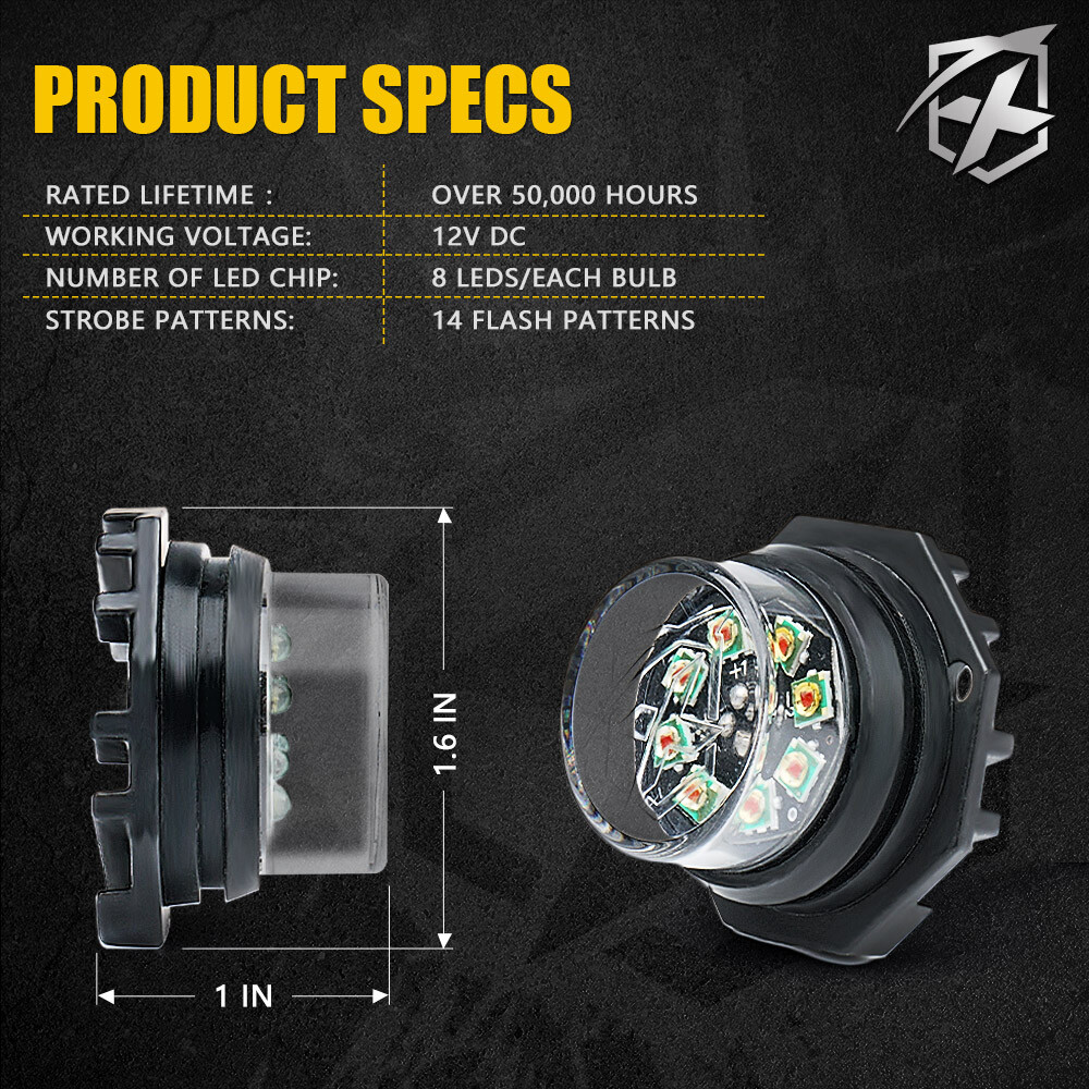 Xprite White LED Hide-A-Way Strobe Light for Internal Mounting Emergency Warning