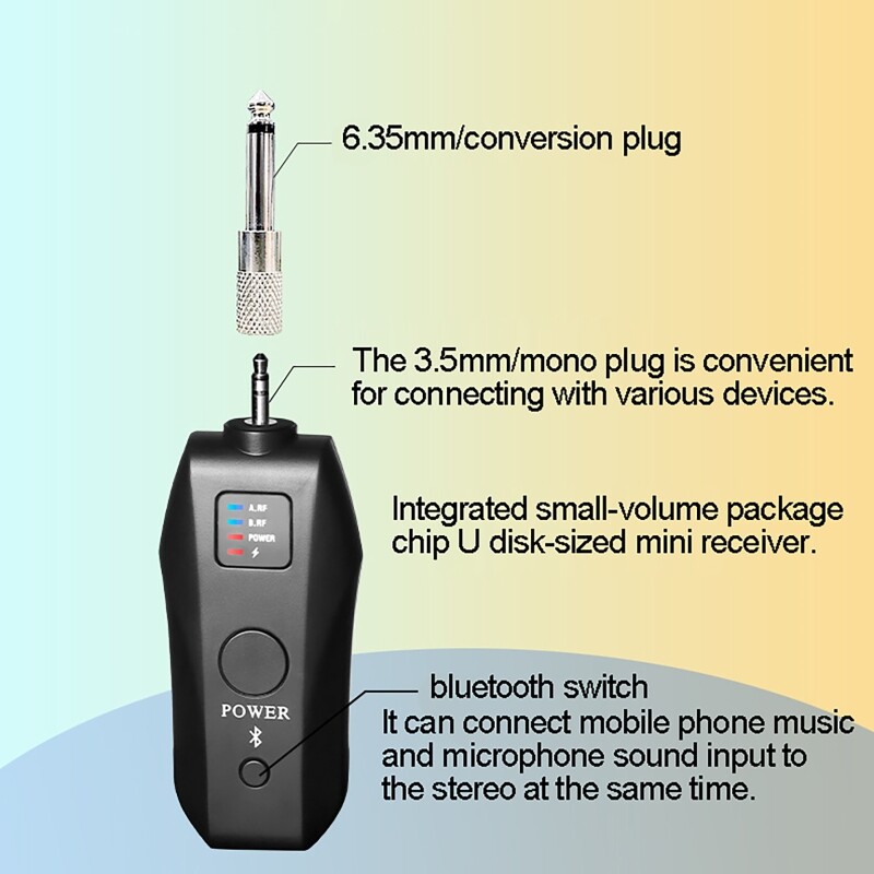 Rechargeable Wireless Handheld Microphone bluetooth UHF Mic w/ Portable Receiver