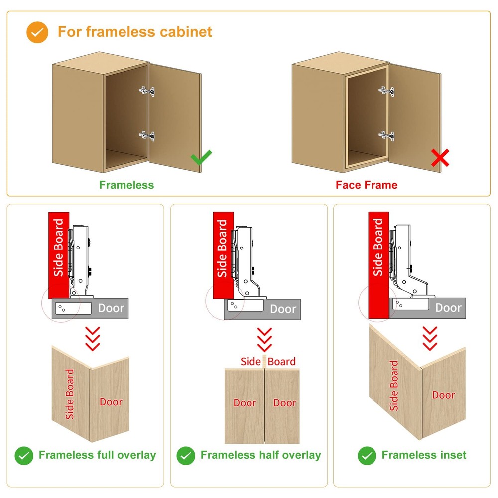 Chibery 10 Pack Frameless Full Overlay Soft Close 10 Pack,