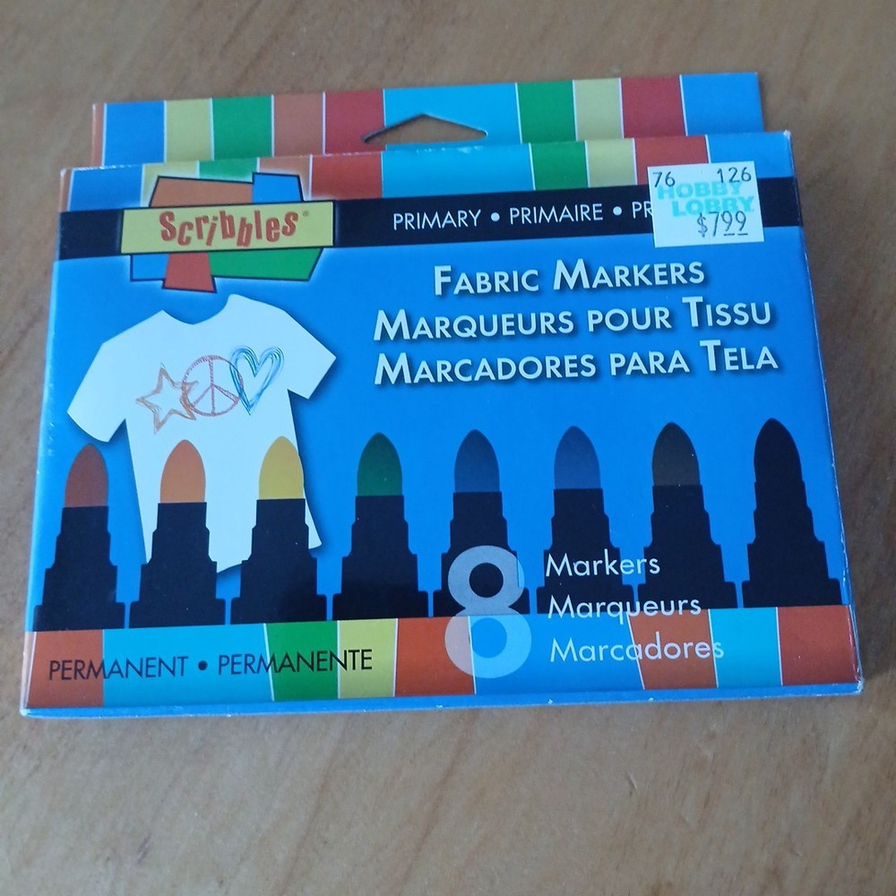 Scribbles Fabric Markers 8 Count NIB