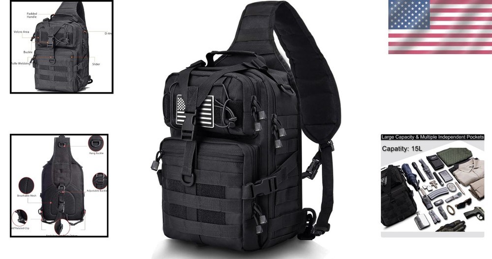 Tactical Sling Bag Pack with FREE Patch