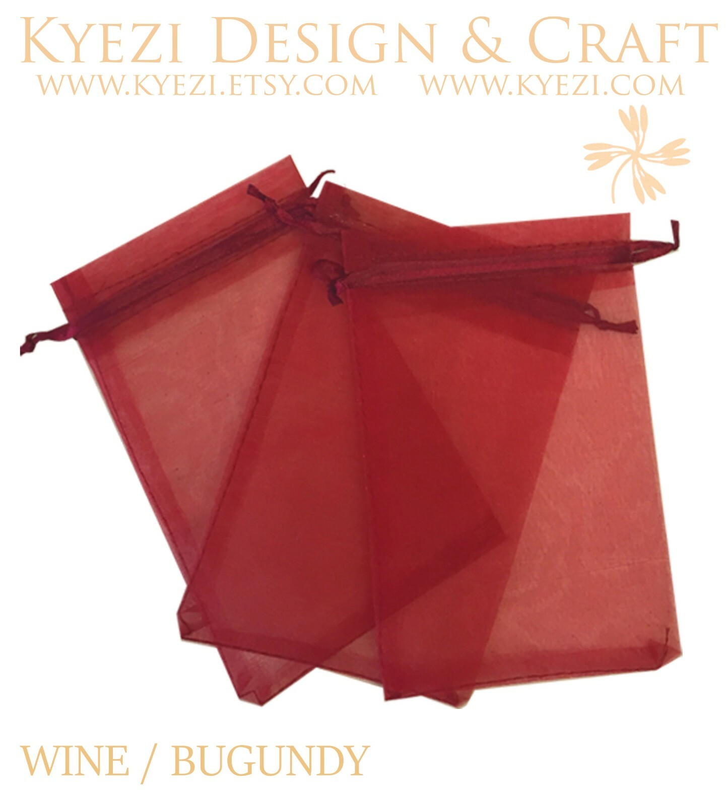 2"x3", 3"x4", 4"X6", 5"x7" Choose Your Own Colors Sheer Drawstring Organza Bags