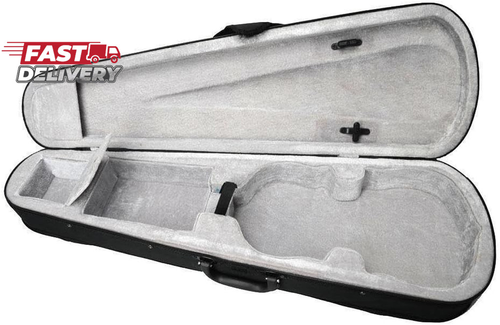 4/4 Cloth Fluff Triangle Shape Silver Gray Violin Case Black