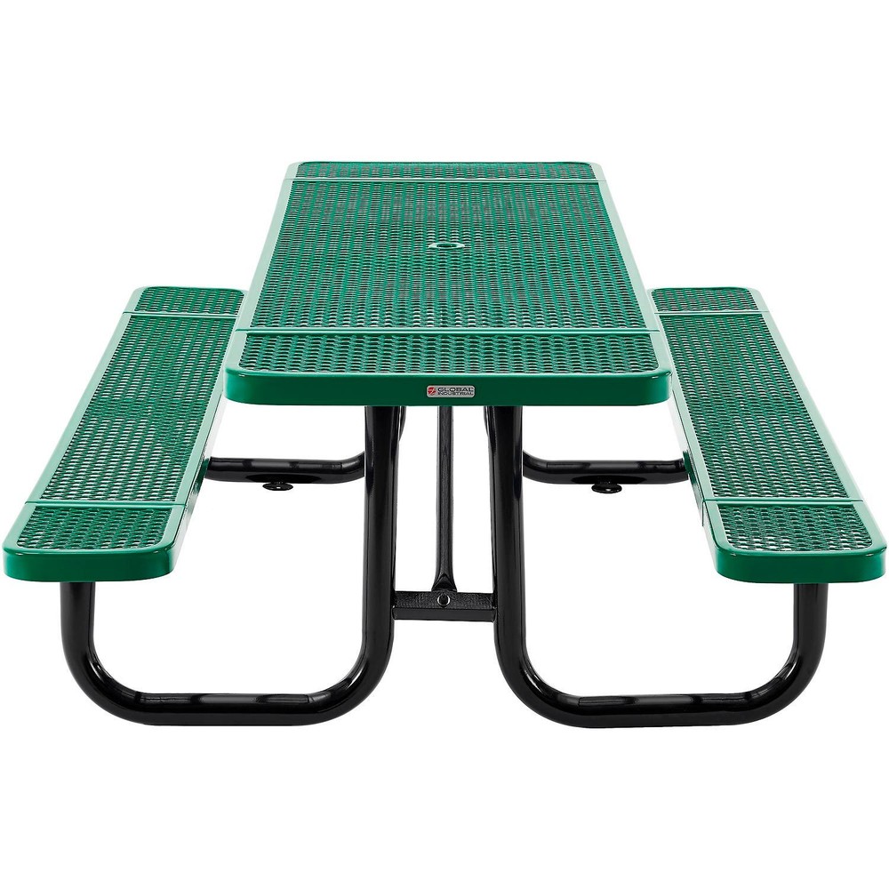 Global Industrial 8'L Rectangular Picnic Table Expanded Metal Green