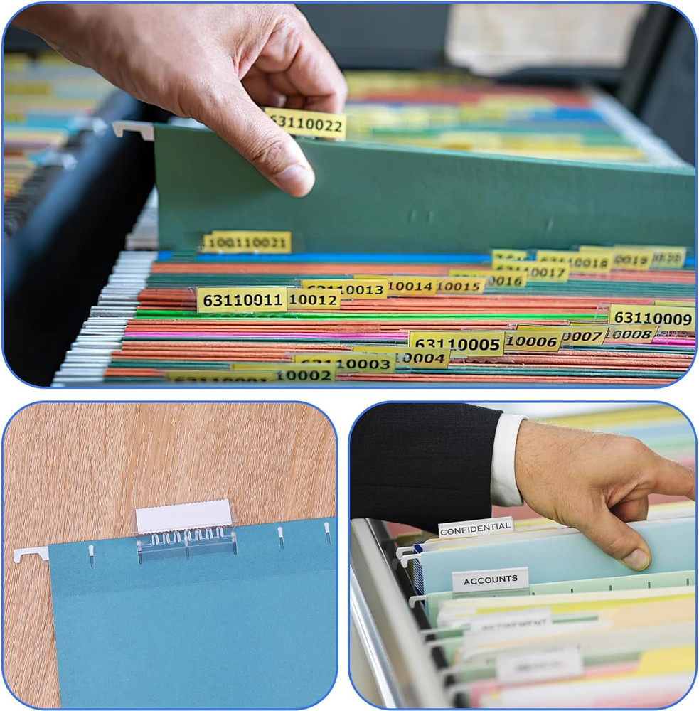 Hanging File Folder Tabs, 120 Pcs File Folder Tabs and 200 Pcs Inserts, File Tab