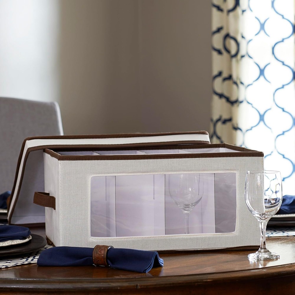 Wine Glass Storage Box Strong Frame And Handles Windowed Panel Fully Removable L