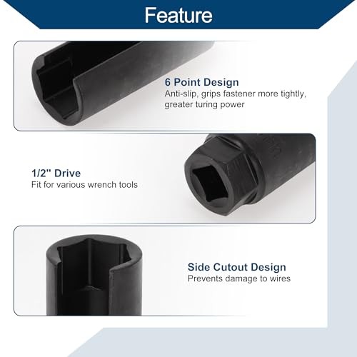 Oxygen Sensor Socket O2 Sensor Removal Tool for Most Car with Side Wire Cutout