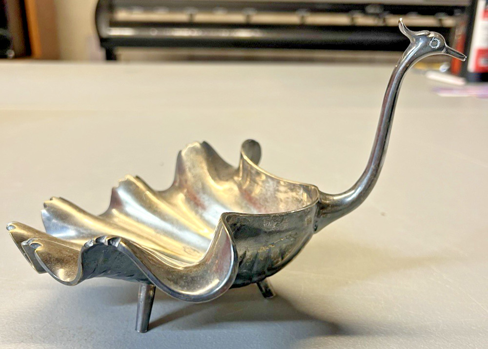 Silverplated Peacock Serving Bowl Dish Trinket Dish