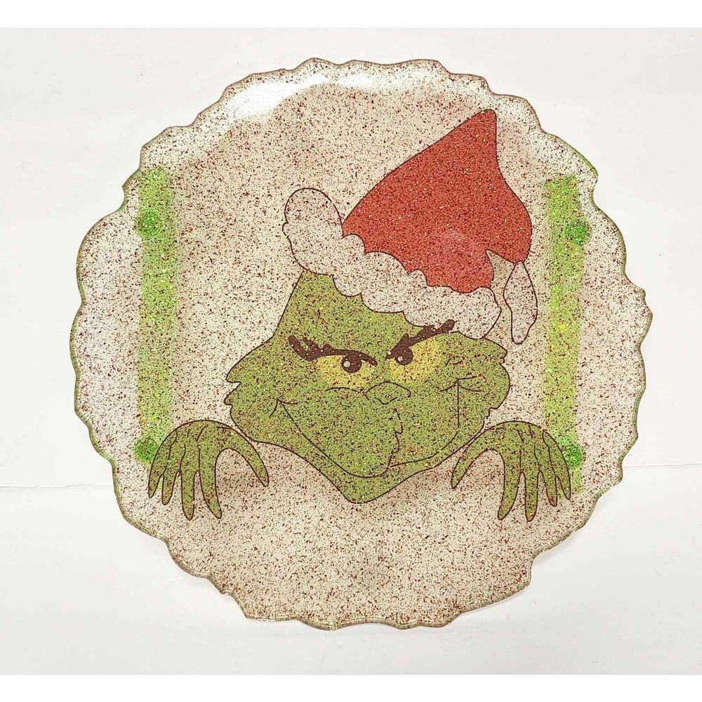 Whimsical Grinch Resin Serving Tray Handmade