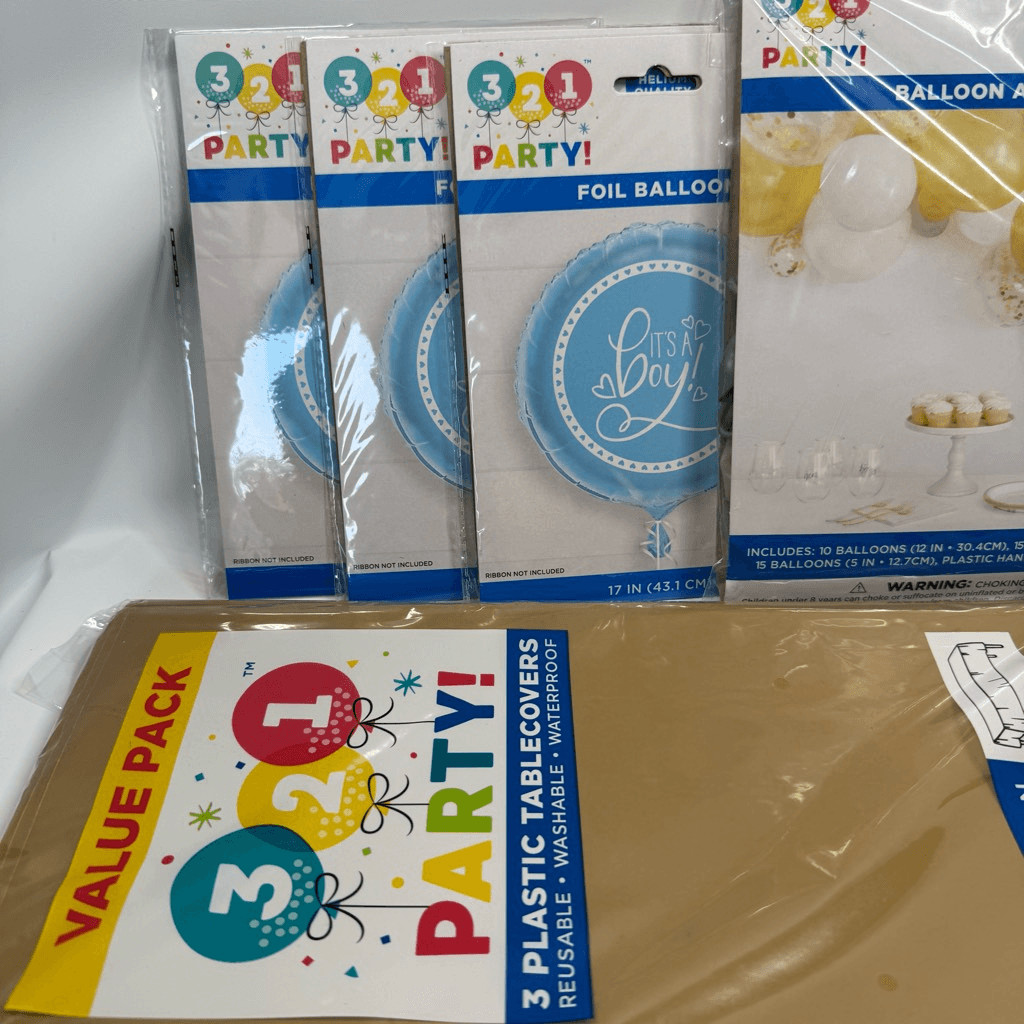 D21 Party Decorations- 7 piece It's a Boy shower decorations, balloons, cheers,