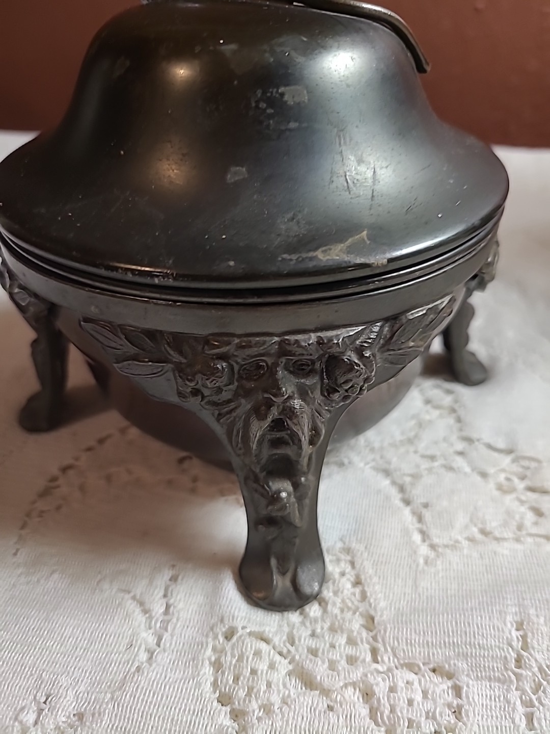 Antique Benedict Silverplate Tobacco Holder Two Piece Tobacco Pipe Lidded