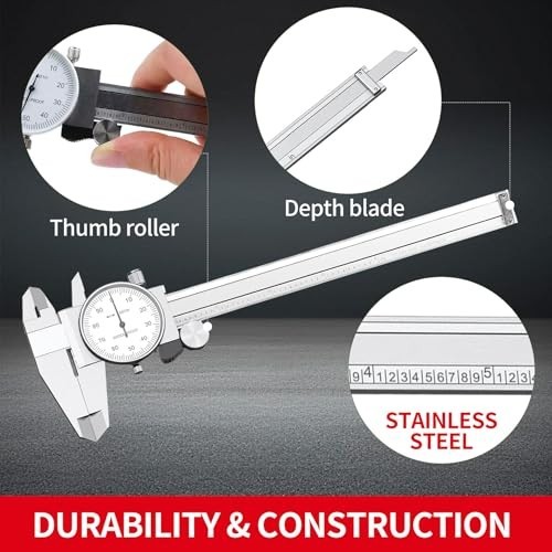 6" Shockproof Dial Caliper 0.001" Precision Stainless Steel Measuring Tool