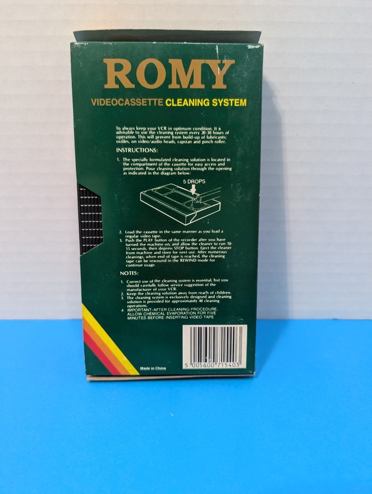 Romy Videocassette Cleaning Kit with no fluid