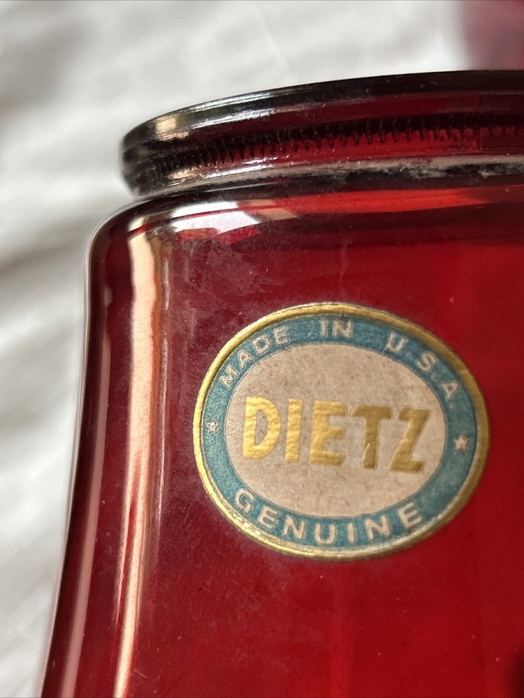 Vintage DIETZ Ruby Red Railroad Lantern Globe (only) Blue Gold Label