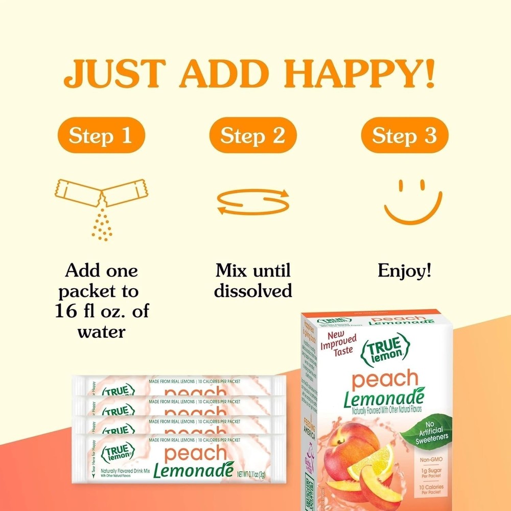 True Lemon Peach Lemonade, 10 count