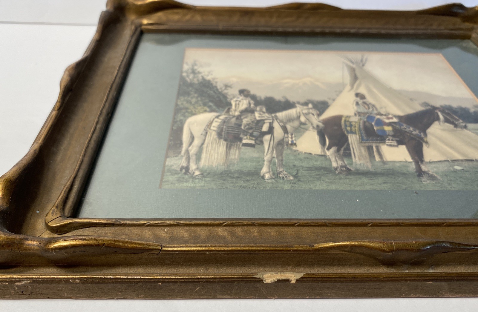 Hand Tinted Native American Photograph- Arts and Crafts Frame: Circa 1900s