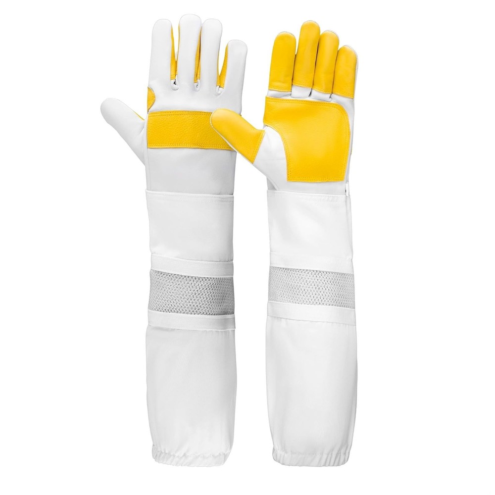 Beekeeping Gloves - Protective Beekeeper Gloves with Mesh Ventilated Cuff Sle...
