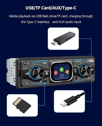 2.2" TFT Smart Touch Bluetooth Car Stereo, FM Radio Receiver, Hands-Free