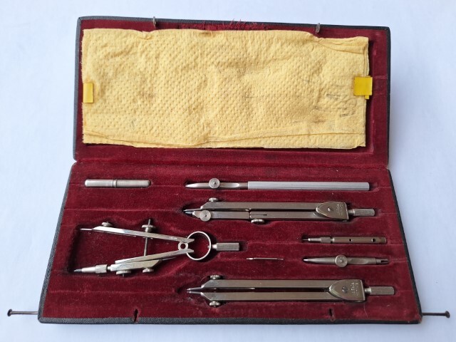 Rare Vintage HELLERM Architect Engineer Technical Drawing Instruments Set G4/414