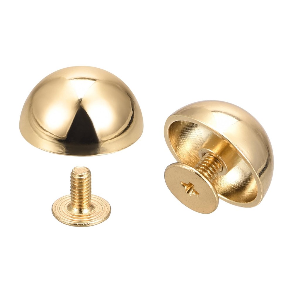 15x7.5mm Screw Back Rivets Round Cable Head Leather Studs Gold 8 Sets