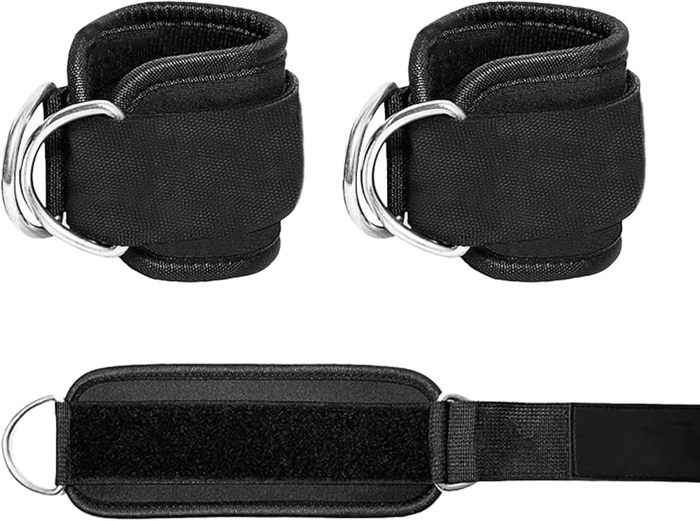 2 Pcs Wrist Cuffs Lifting Straps with D Rings for Cable Machine, Adjustable G...