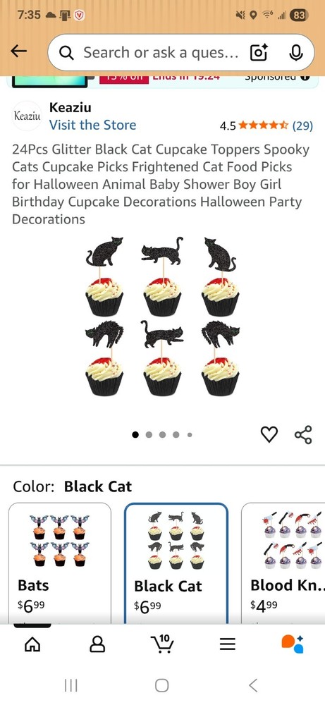 Halloween Cat Cupcake Decorations - 24pcs