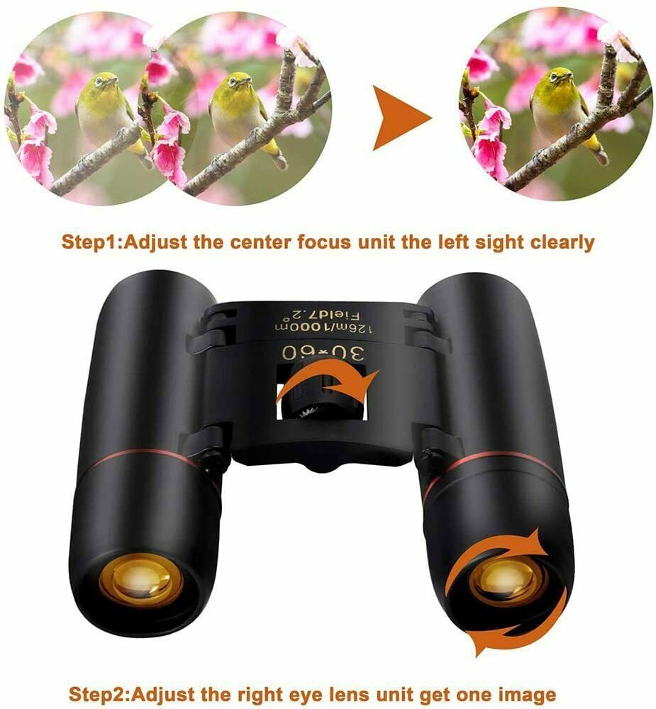 Mini Binoculars Telescope 30X60 Zoom Day Night Vision Foldable Travel Hunting US