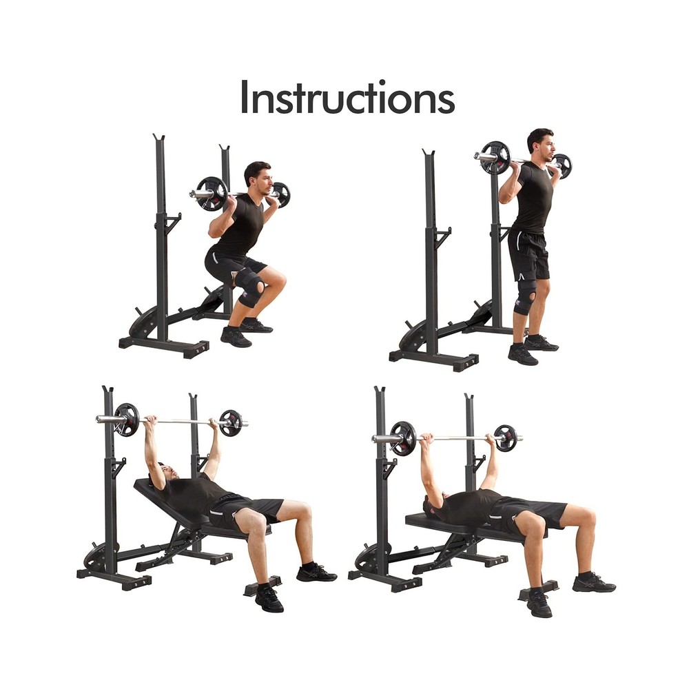 CANPA Adjustable Squat Rack Stand Multi-Function Barbell Rack Weight Lifting ...