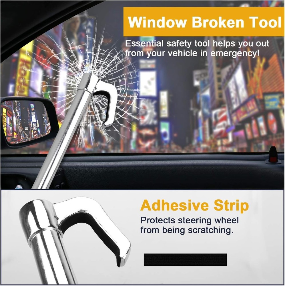 Universal Steering Wheel Brake Lock Anti-Theft Retractable Double Hook Extend...