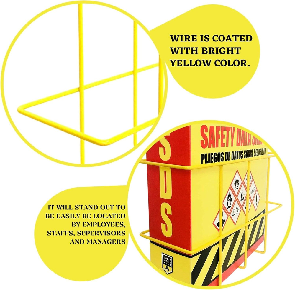 2 Pack Binder Display Rack, SDS/MSDS Wire Wall Mount Rack with Mounting Hardware