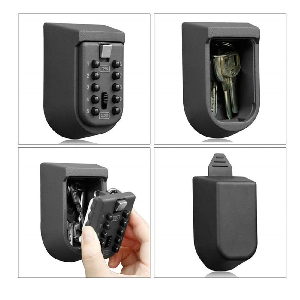 Indoor Outdoor Key Lock Box Wall Mounted Push Button Combination Key Safe Stor