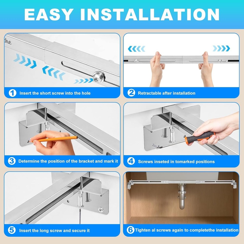 Undermount Sink Support Brackets Adjustable Stainless Steel Brackets & Support