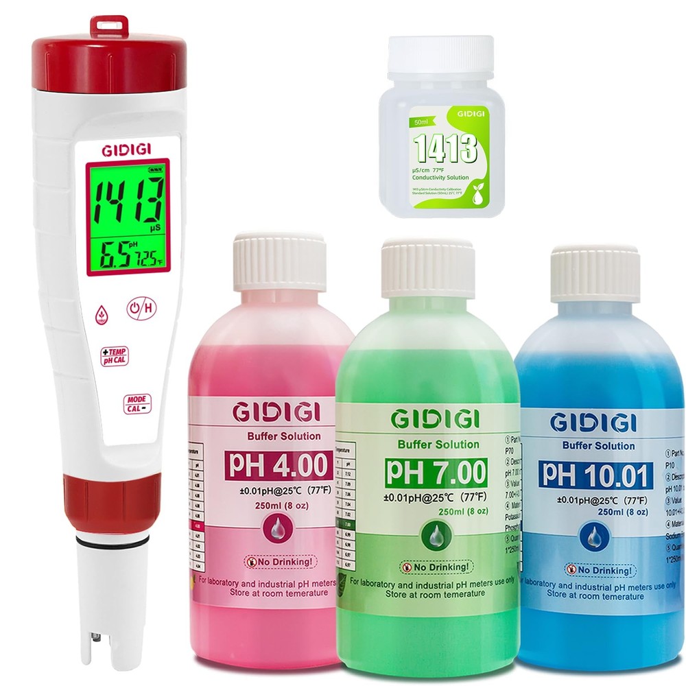 pH Meter for Hydroponic Water,Digital EC ppm Tester Nutrients Meter...