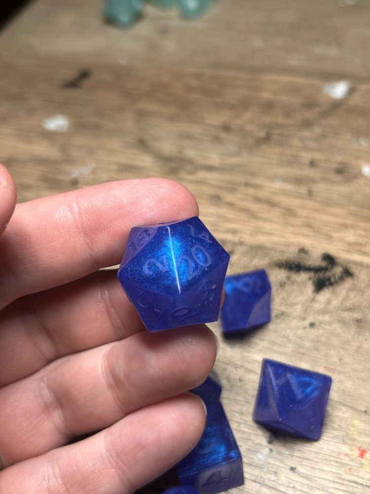 RAW* Dice: Blue Iris _ Resin-Cast Dice Set *See Description* Handmade, D&D