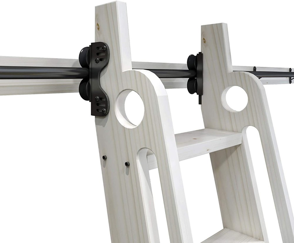 DIYHD Stand Up Black Rolling Library Hardware,Tensible Sliding Roller(No Ladder)