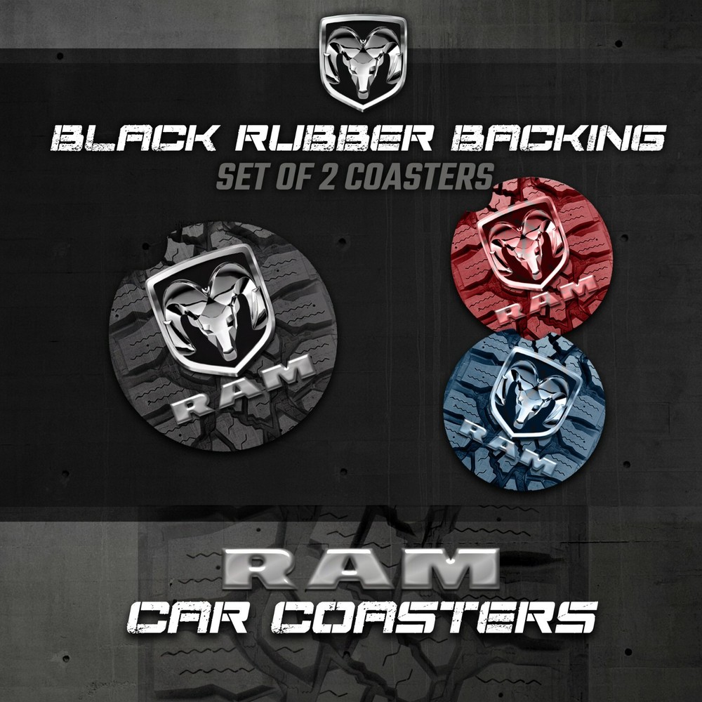 Car Coasters, Ram 1500 Car Coasters, Ram Accessories - Silver - Rubber