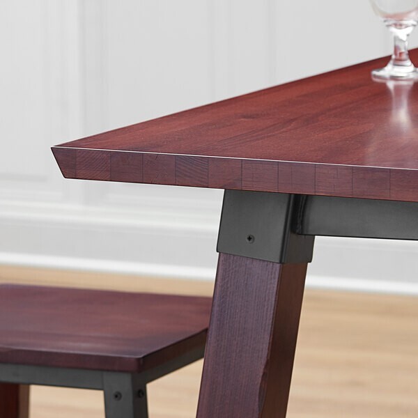 30" x 72" Rectangular Solid Wood Live Edge Restaurant Table Top in Mahogany Wood