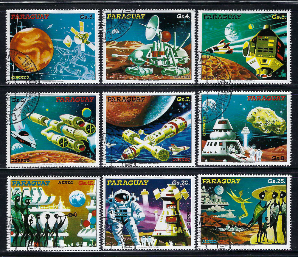 Paraguay 1978 9v.  CTO NH • Space • Rockets • Planets • Aliens • Astronauts
