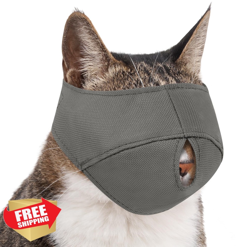 BARKLESS Cat Grooming Muzzle Grey S Calming Head Cover Biting Scratching