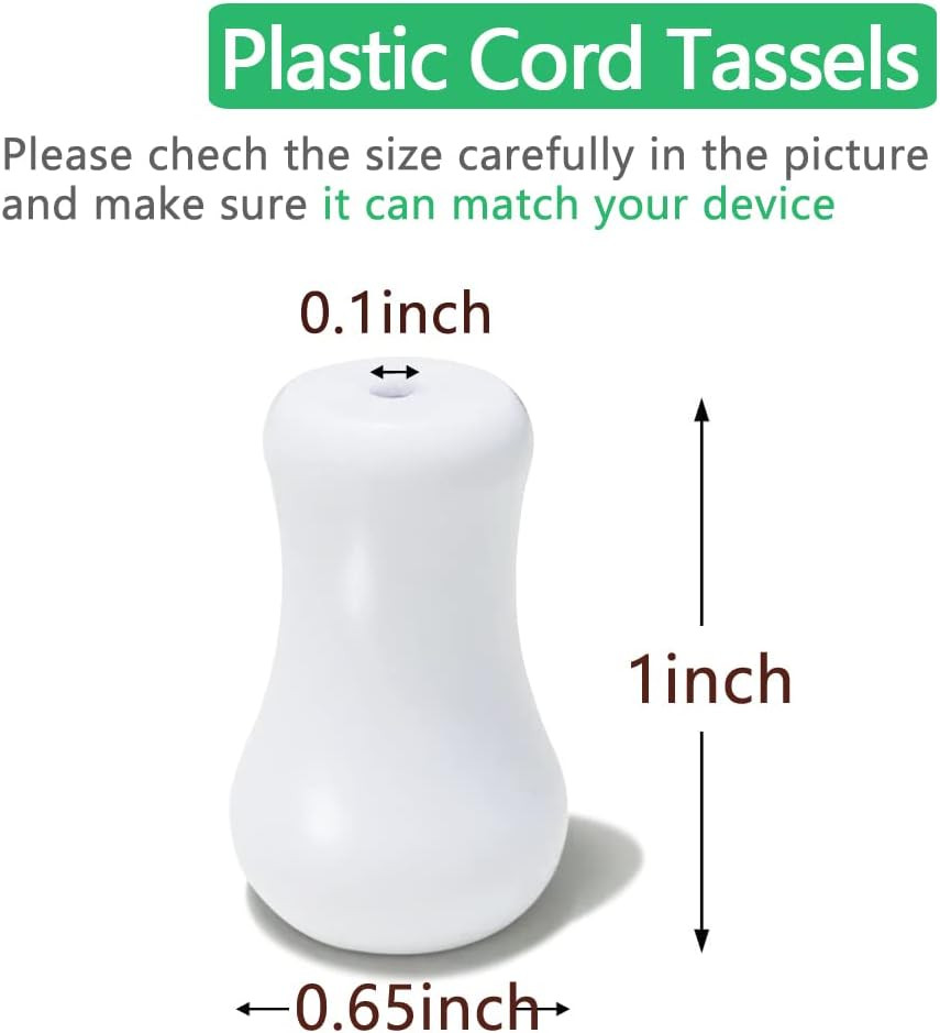 20Pcs White Plastic Cord Tassel, Blind Pull Cord Knobs for Blinds or Shades
