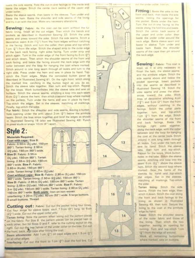 Dressmaking Pattern #49 - Coats/2 Styles (Various Sizes) New
