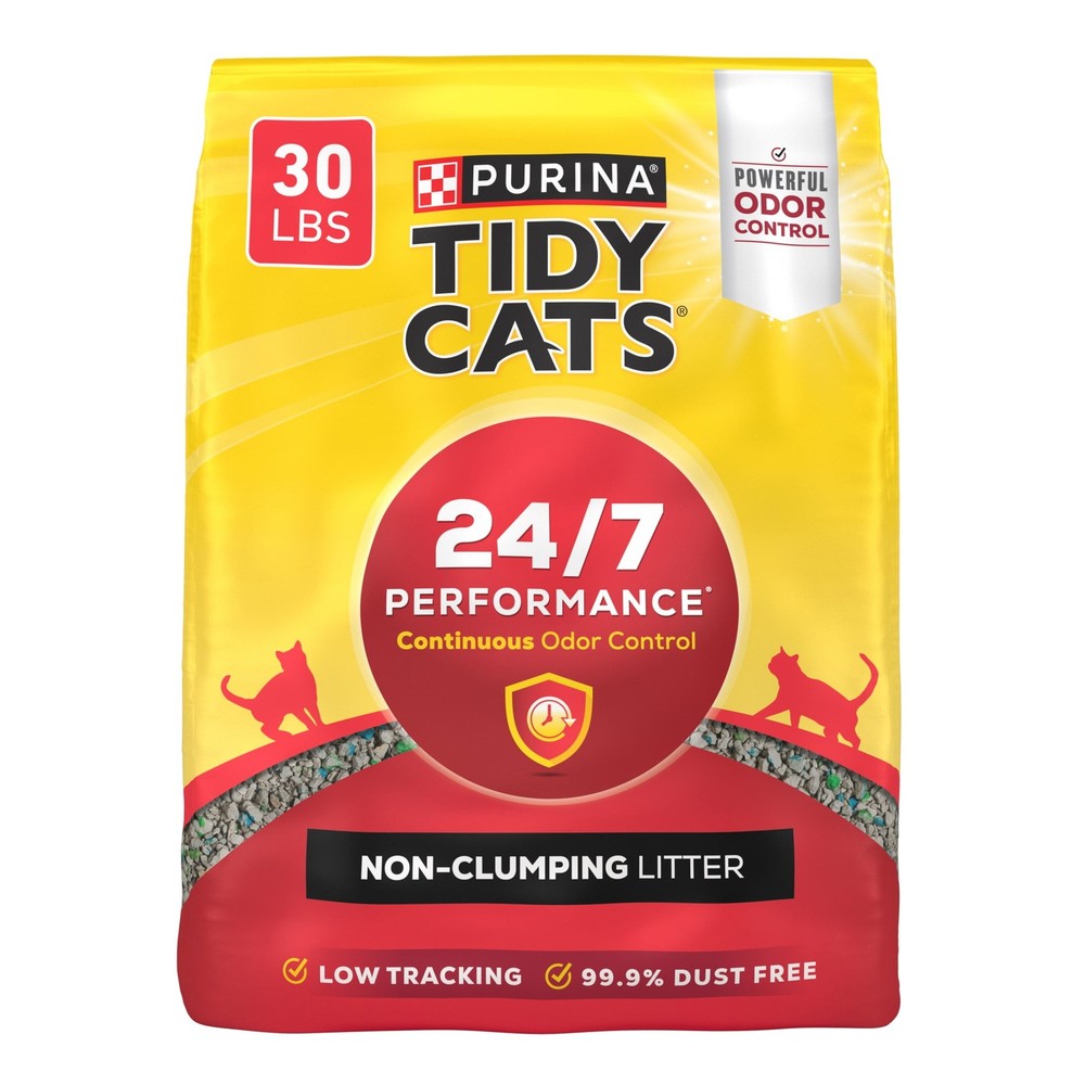 Tidy Cats Non-Clumping Litter, 24/7 Performance Odor Control Formula, 30 lb Box