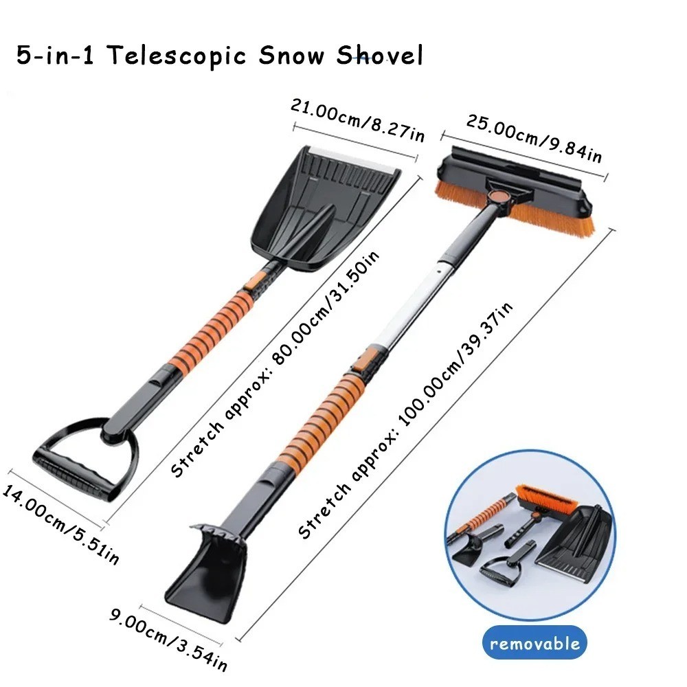 Winter Car Snow Ice Scraper Brush Shovel Set Retractable Windshield Tool