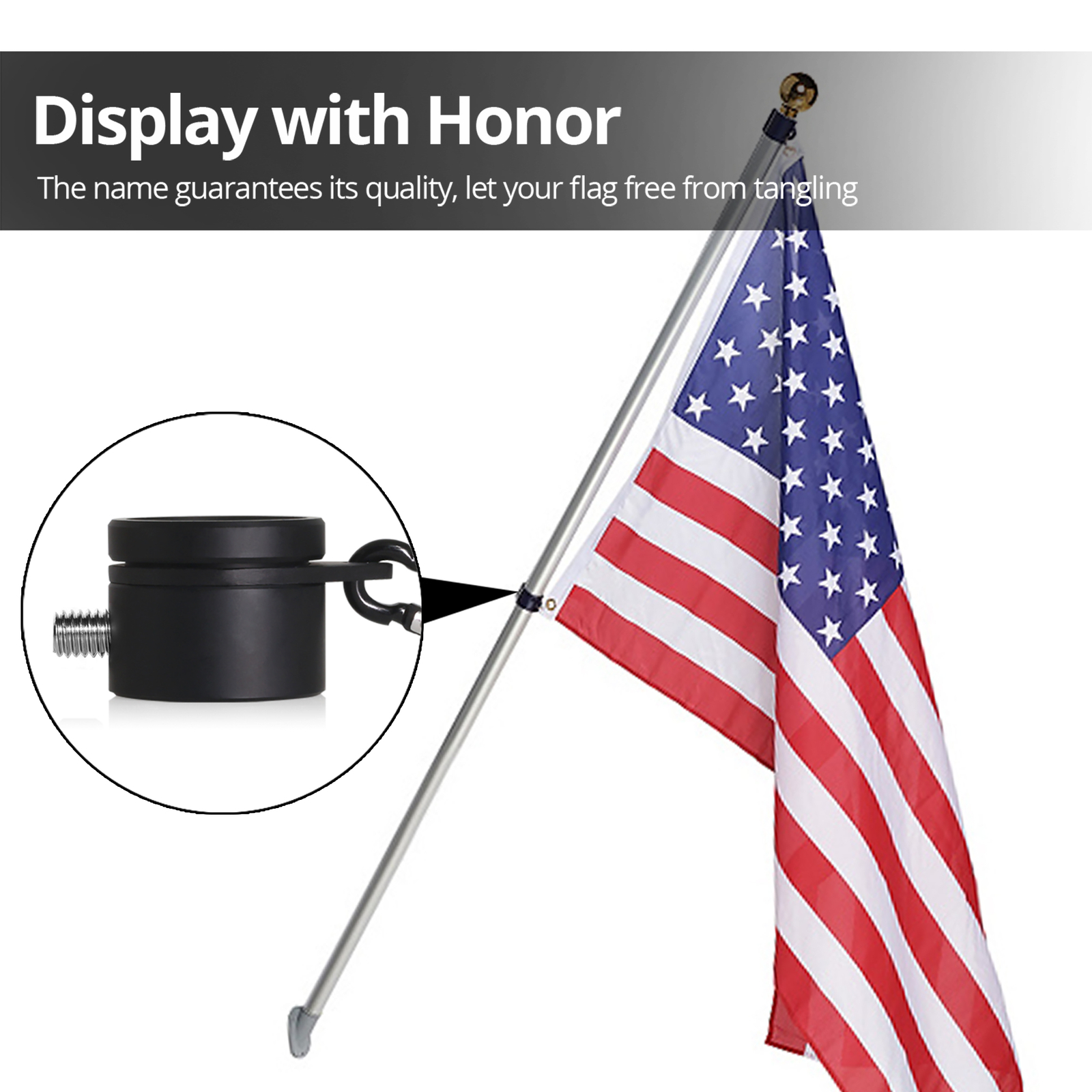 Anley 2pcs 1.26" Aluminum Flag Pole Mounting Rings Anti Wrap 360° Rotatable Ring