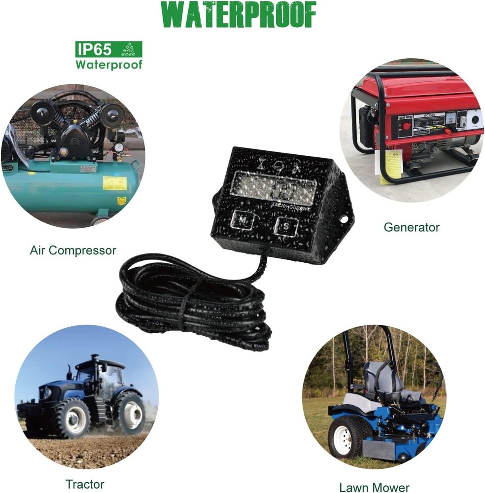 Digital Inductive Tachometer & Hour Meter for Lawn Mowers & Generators
