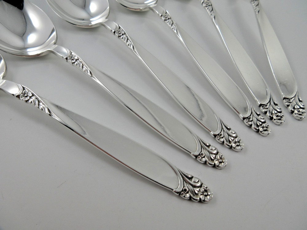 Oneida Prestige FIRELIGHT 6 Oval Soup Spoons Silverplate Flatware