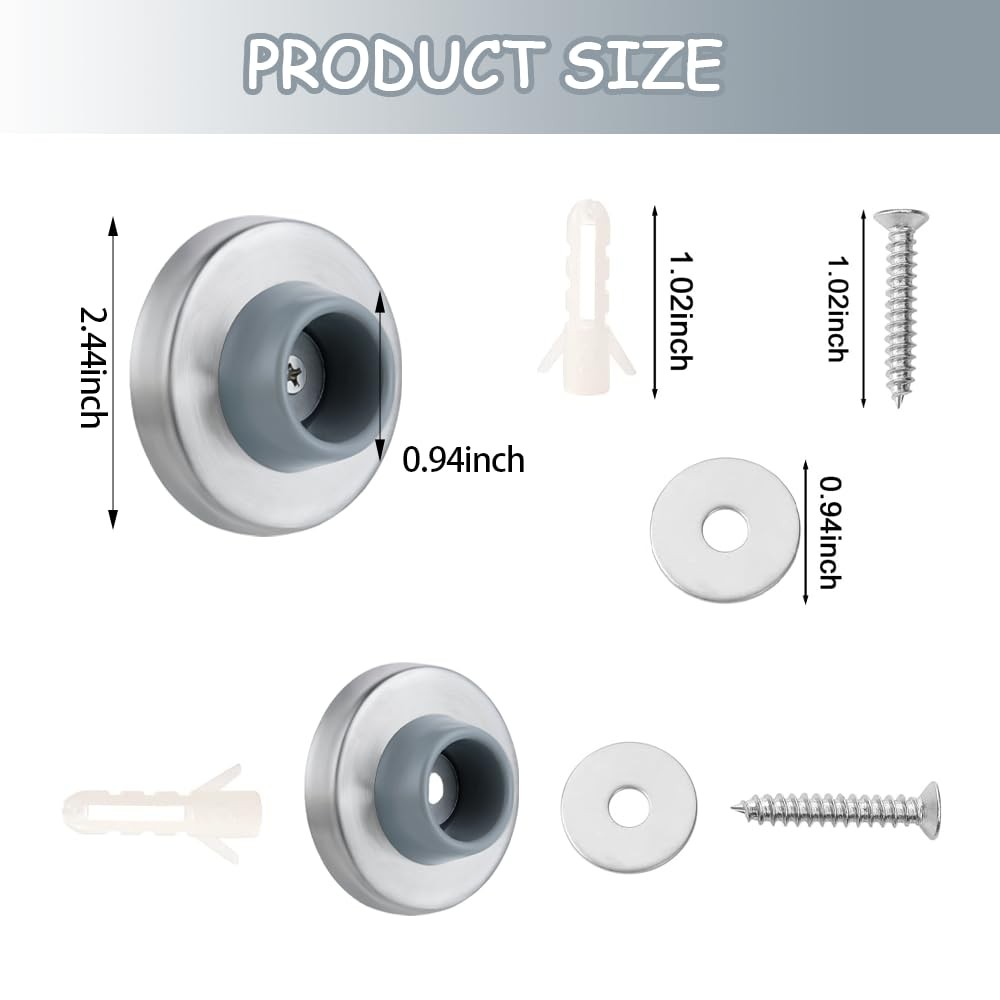 6pcs Concave Wall Door Stopper Bumper Stop Mount Protector Gray