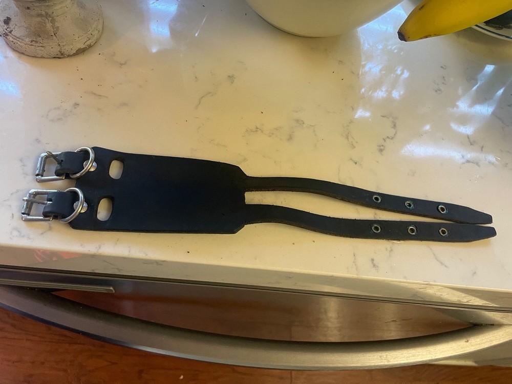 Black Soft Leather Banjo Strap 2 buckles
